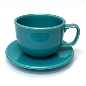 Homer Laughlin Fiesta Turquoise Retired 18-Ounce Jumbo Cup and Jumbo Saucer Set - Picture 1 of 8