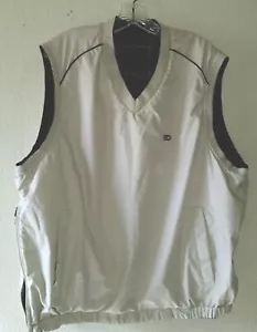 Sharp Reversible DOCKERS GOLF Size L Vest w/Pockets Black Plaid- Stone Solid - Picture 1 of 12