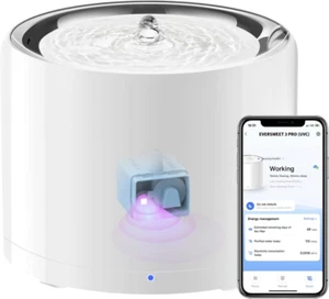 Cat Water Fountain, UVC Wireless Pump, APP Control, 1.8L Cat Fountain Stainless - Picture 1 of 12