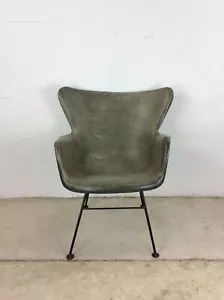 Mid Century Modern Molded Fiberglass Chair with Wrought Iron Base - Picture 1 of 24
