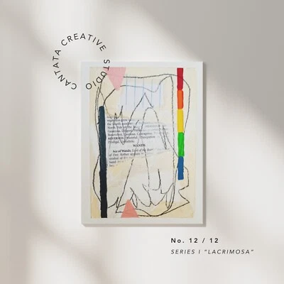 Obra de arte collage minimalista original - arte de pared pequeño - arte abstracto medios mixtos Foto 1 de 4