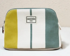 HERMES TROUSSE BOLIDE RAYURES ROCOBAR TRAVEL CASE ABSINTHE SIZE SMALL 22CM - Picture 1 of 10