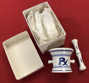 Vintage Pharma RX Delft Blue & White Mortar & Pestle Squibb Holland Netherlands - Picture 1 of 6