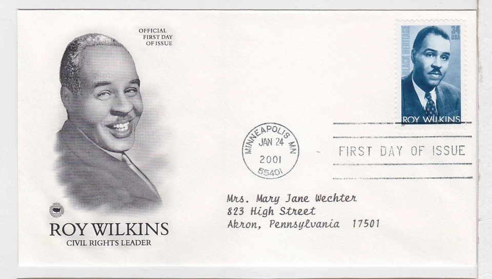 TurtlesTradingPost- Roy Wilkins  2001 #3501 FDC- Artcraft Variety Cachet - Image 1 of 1