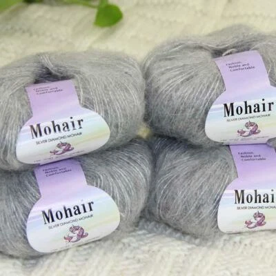 Sale New 4BallsX25g Luxury Soft Mohair Warm Wrap Shawl Hand Knit Crochet Yarn 13 - Image 1 of 4