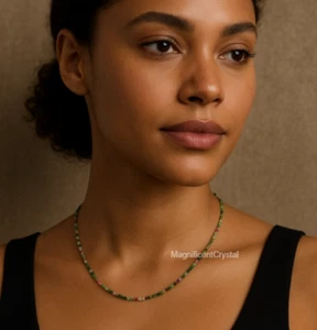 Vintage Dainty 2mm Ruby Zoisite Choker Minimalist Necklace Healing Reiki Gift - Picture 1 of 8