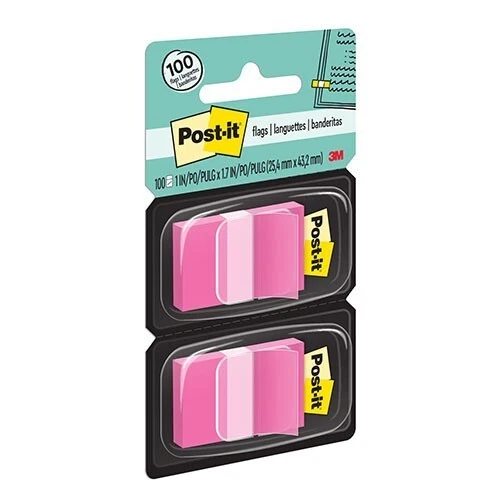 Post-it Standard Page Flags in Dispenser Bright Pink 100 Flags/dispenser 680bp2