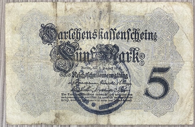 Germany Deutschland RARE 5 mark 1914 VF++XF SEE SCAN &330