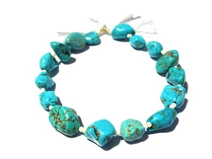 Schlafen Schön Türkis Nugget Glatt Edelstein Perlen 7" Zoll 1 Armband - Bild 1 von 10