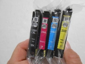 Epson 288XL Black & 288 Cyan Magenta Yellow 4-Pack Ink Cartridges -No Retail Box - Picture 1 of 3