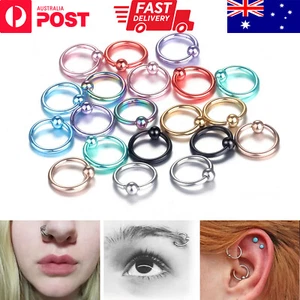 Captive Bead Ring Surgical Steel Eyebrow Nose Tragus Lip Nipple Belly Piercing - Picture 1 of 31