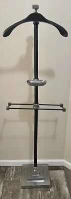 Gentleman’s Vtg.Sturdy 57” Wardrobe Valet Butler Suit Stand Pewter/black Modern - Image 1 of 4