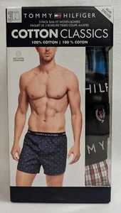 SLIM FIT men's Underwear Woven Cotton Boxers Tommy Hilfiger Crest 3-PACK - Picture 1 of 10