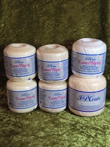 J&P Coats Luster Sheen Acrylic & Cotton Knit/Crochet ..lot of 6 assorted  - Picture 1 of 8