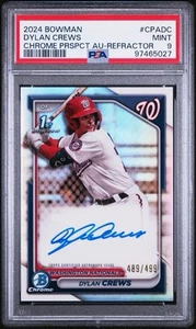 2024 Bowman Chrome Prospect Auto #CPA-DC Dylan Crews Refractor #/499 PSA 9 Mint - Picture 1 of 3