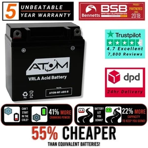 YB9-B - Atom AGM Motorcycle Battery 9Ah 175CCA BSA A50 A65 Twins 500 1962-1973 - Picture 1 of 10