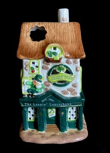 Blue Sky Clayworks The Leapin Leprechaun Irish Pub Ceramic Tealight House - Picture 1 of 7
