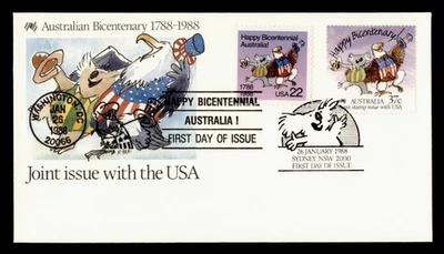 DR WHO 1988 AUSTRALIA FDC BICENTENNIAL JOINT ISSUE USA M37941 - Image 1 of 2