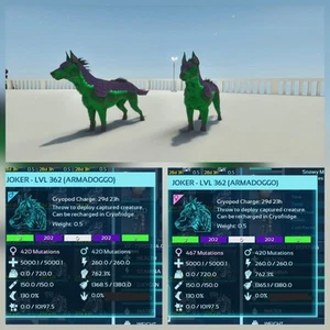 ARMADOGGO JOKER TOP STATUS PAIR ADULT ARK ASCENDED PVE PC/XBOX/PS5 - Picture 1 of 4