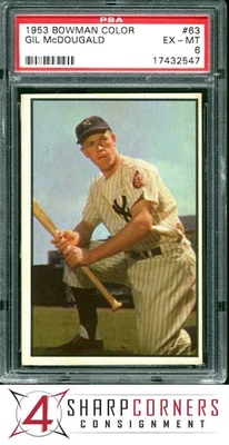1953 BOWMAN COLOR #63 GIL McDOUGALD YANKEES PSA 6 - Image 1 of 3