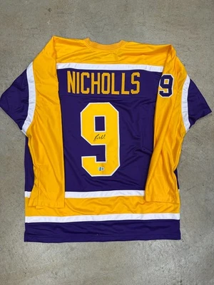 Camiseta deportiva personalizada firmada por Bernie Nicholls de Los Angeles Kings certificado de autenticidad bajo Foto 1 de 3