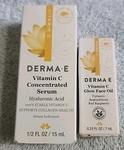 Derma E Vitamin C  Glow Face Oil .23 Oz & Concentrated Serum .5 Fl Oz Travel  - Picture 1 of 9