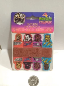 Universal Studios Monster Stampers Mummy Dracula Wolfman Frankenstein 1991 NEW - Picture 1 of 3