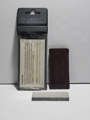 Gingher G-S Arkansas Piedra de Afilar Cuchillo Borde Estuche de Cuero 1x3 Foto 1 de 2