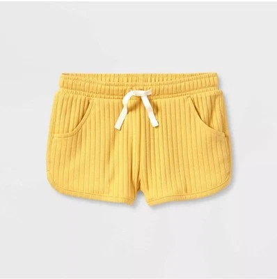 Nuevo con etiquetas Pantalones Cortos Cat & Jack Niñas Plus L 10/12 Cordón Acanalado Cintura Amarillo Mostaza Foto 1 de 2