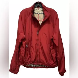 NWOT Beautiful Burberry Deep Red Polyester Windbreaker Jacket Size L - Picture 1 of 14