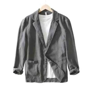 Herren Lässig Leinen Blazer Mantel Cardigan Anzug Jacke Oberbekleidung Herbst Frühling Mantel - Bild 1 von 30