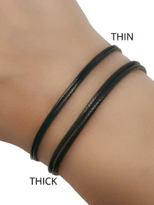 Mens Black Cord Adjustable Thick Bracelet Surfer Jewelry Women Unisex Gift  - Picture 1 of 9