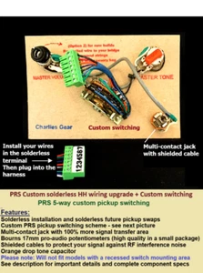 PRS Custom Solderless Wiring Upgrade +PRS 5-way Switching Scheme + Bourns Pots - Picture 1 of 10