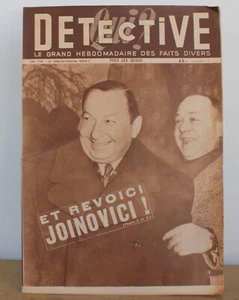 Qui? Détective N°76 L'hebdomadaire des faits divers 1947 Et revoici Joinovici ! - Imagen 1 de 4