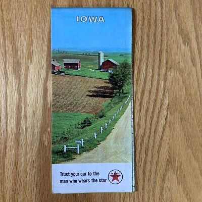 Texaco Map Iowa Des Moines Cedar Rapids Davenport 1965 Gas Oil Advertising - Image 1 of 4