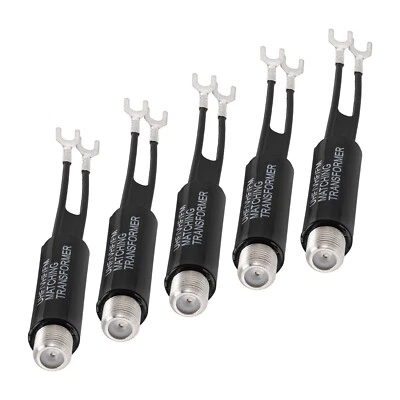 5PCS 75ohm F to 300 ohm Twin-Lead UHF/VHF/FM Balun Antenna Transformer Converter - Image 1 of 4
