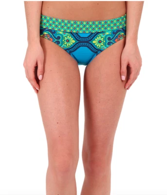 PRANA WOMEN'S RAMBA STANDARD RISE BIKINI SWIM BOTTOMS BLUE MULTI SMALL NEW! $49 - Image 1 of 3
