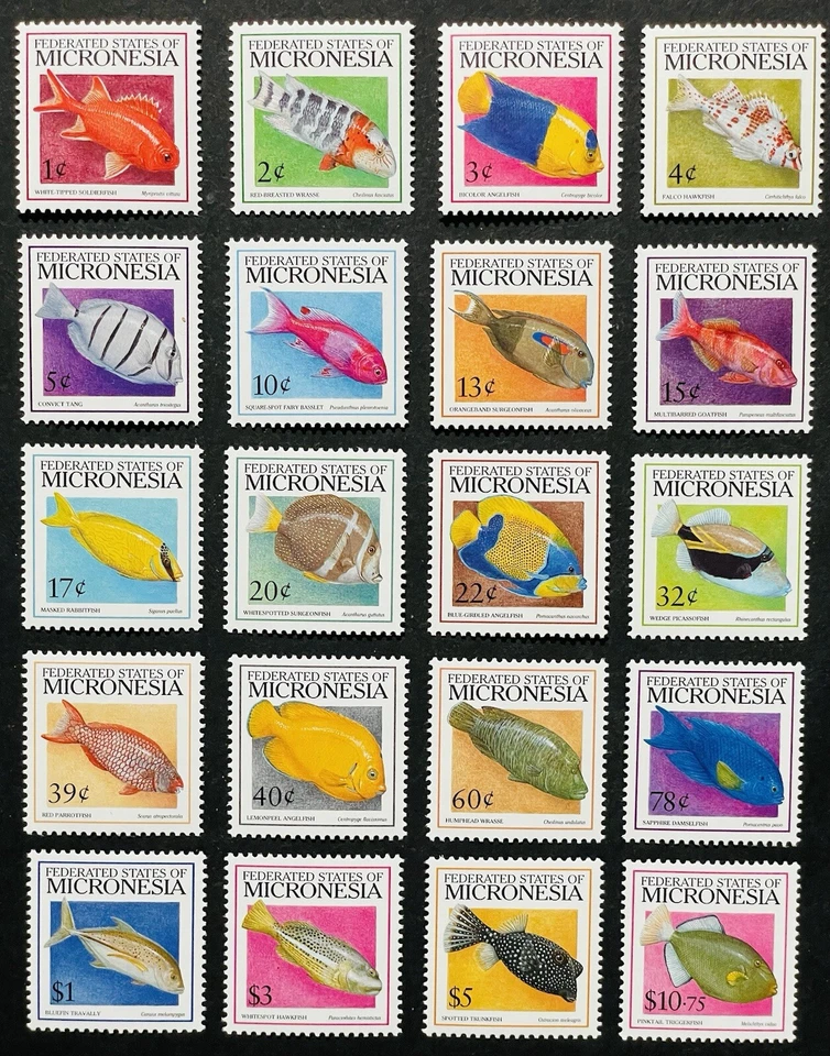 MICRONESIA FISH DEFINITIVES STAMPS SET OF 20 MNH 1998 SEA MARINE LIFE ANGELFISH - Image 1 of 1