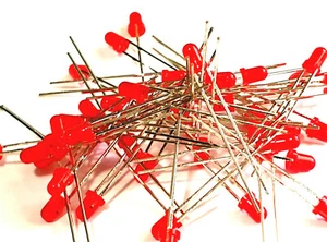 LED 3mm red 4-19V diffuse housing, no series resistor needed 50 pieces action - Picture 1 of 2