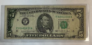 1988 $5 Federal Reserve Note- Offset Error Back to Front - Picture 1 of 6