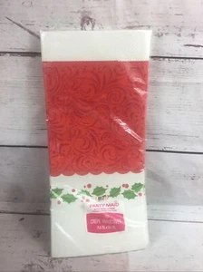 Vintage NIP Party Maid Crepe Tablecover Holiday Christmas Mistletoe 54x96 - Picture 1 of 12