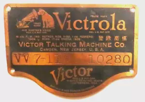 vintage VICTOR model VV-7-11  part:   ID NAMETAG  w/ ORIG NAILS  3" X 2 & 1/8" - Picture 1 of 2
