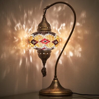 Turkish Moroccan Mosaic Bohemian Colorful Table Bedside Lamp Light Lampshade 19" - Image 1 of 2