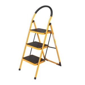 Portable Non-slip 3 Step Ladder Folding Steel Step Stool 330Lbs Yellow & Black - Picture 1 of 12