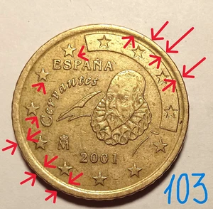 Spanien,50 Eurocent,2001 tolle sehr seltene Münzmarke Defekt - Bild 1 von 2
