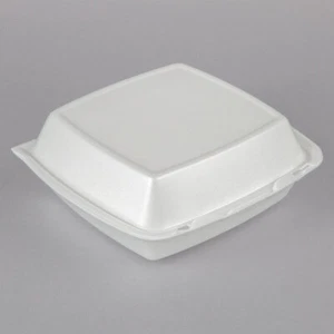 Dart 8" x 8" x 3" White Foam Square Take Out Container Hinged Lid - 200/Pack - Picture 1 of 4