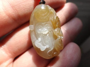 Natural Genuine Hetian Nephrite Jade 和田玉 且末料 Happy Longevity Pendant - Picture 1 of 13