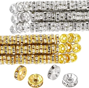 800 Pieces round Rondelle Spacer Beads Crystal Rhinestone Loose Charm Beads for - Picture 1 of 7