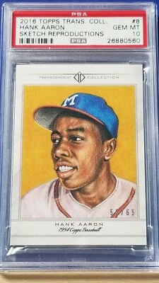 Hank Aaron - 2016 Topps Transcendent Sketch #8  PSA 10  #55/65    - Image 1 of 2