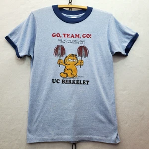 VTG 1978 Garfield Go Team Go UC Berkeley Ringer T-shirt Collegiate Pacific Label - Picture 1 of 6